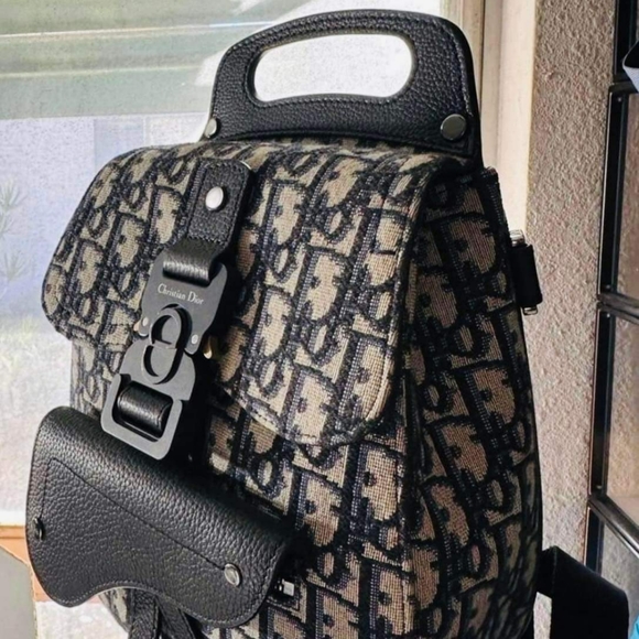SOLD!!!Christian Dior Jacquard HOMME Oblique Calfskin Mini Saddle Backpack - Picture 5 of 15